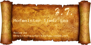 Hofmeister Timótea névjegykártya